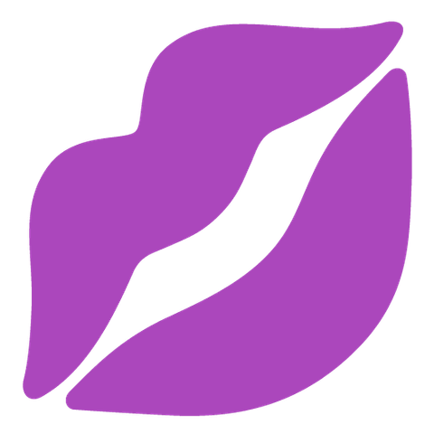 A purple lips emoji made in Emoji Kitchen