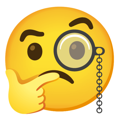 A suspicious emoji wearing a monocle made in Emoji Kitchen