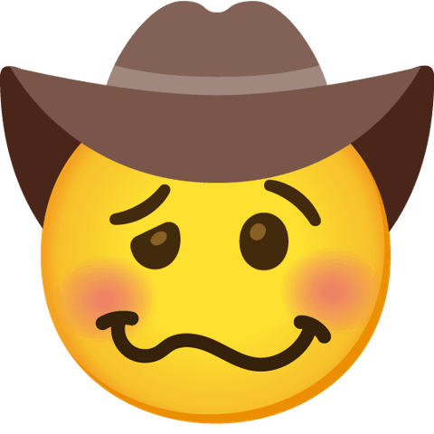 An emoji wearing a cowboy hat made in Emoji Kitchen