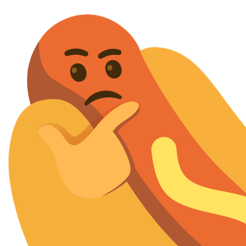 A thinking hotdog made in Emoji Kitchen