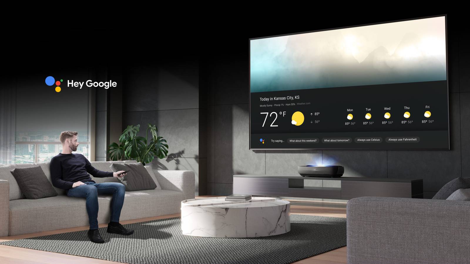 This new super high-end Android TV laser projector has a super high ...