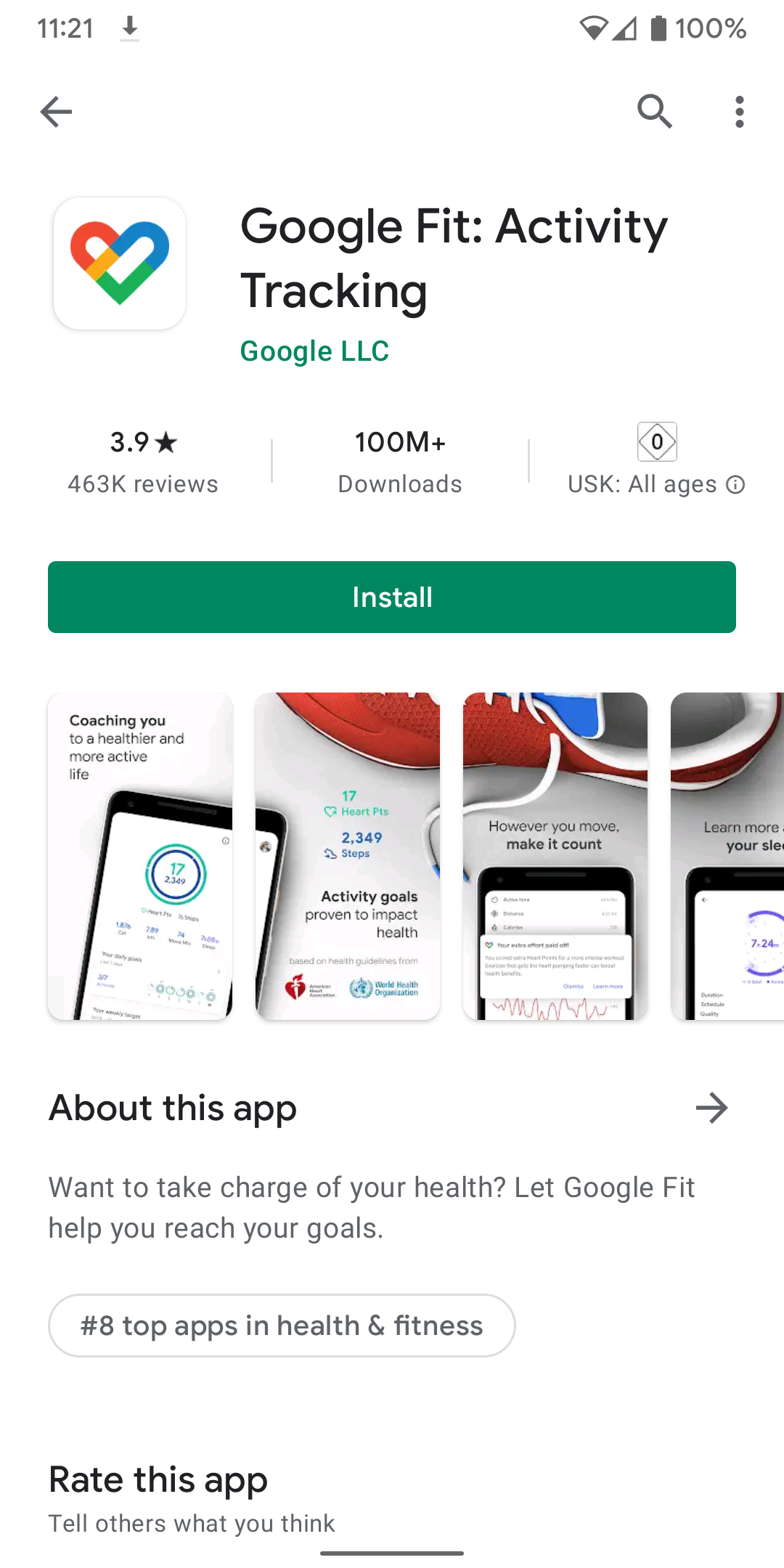 Google Fit hits its 100 million installs achievement after 7 years