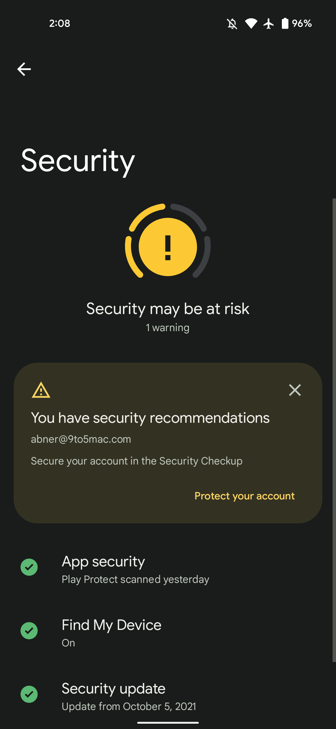 Google's new Security Hub from the Pixel 6 is starting to show up on ...
