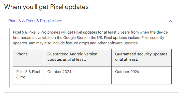 Google is only giving the Pixel 6 three years of Android OS updates