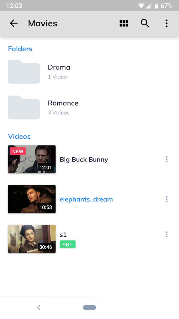 Movie folder on MX Player 