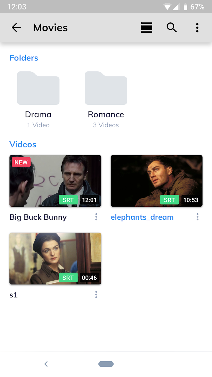 A folder on MX Player