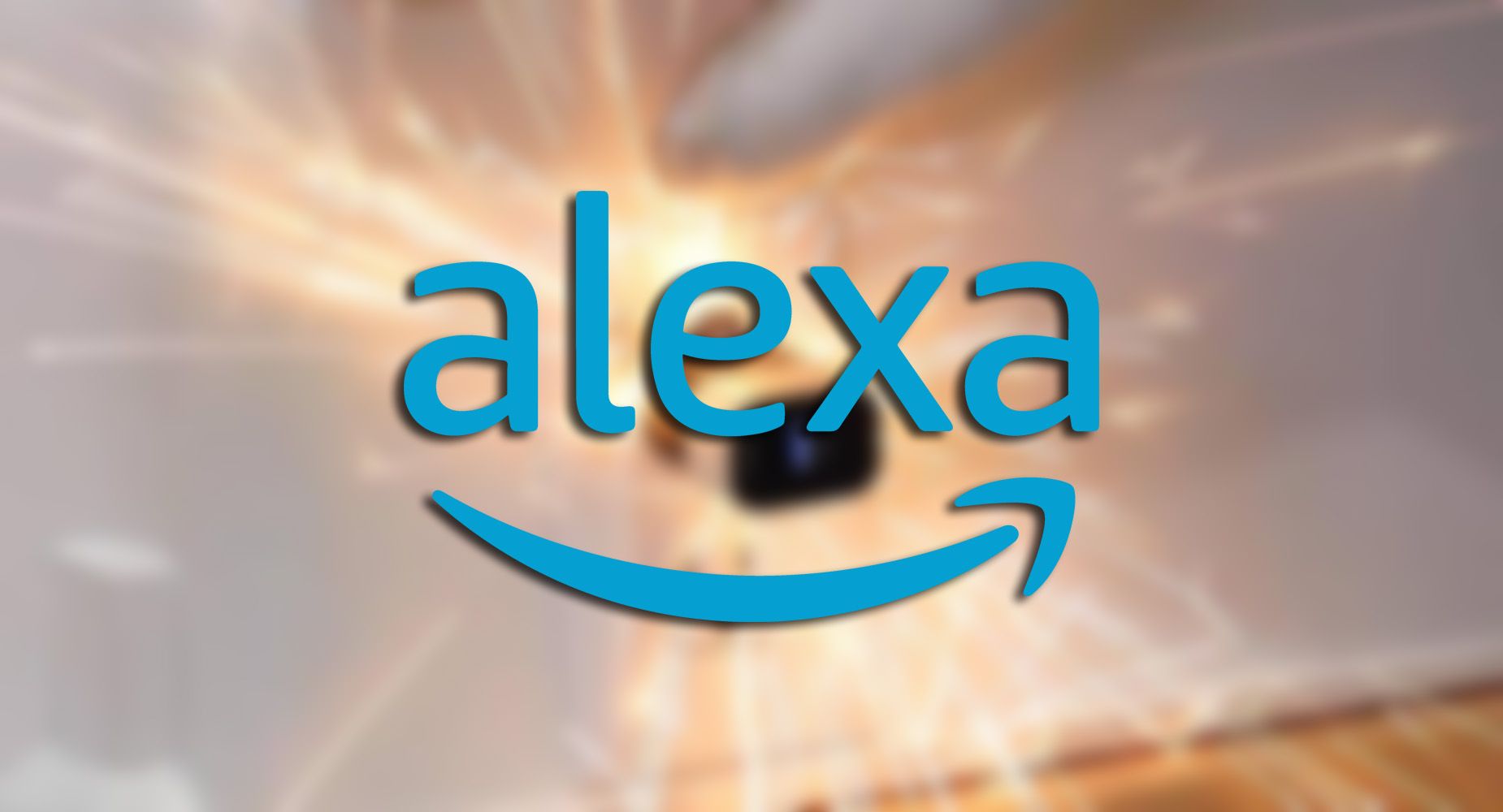 Il logo di Amazon Alexa su un'immagine sfocata.