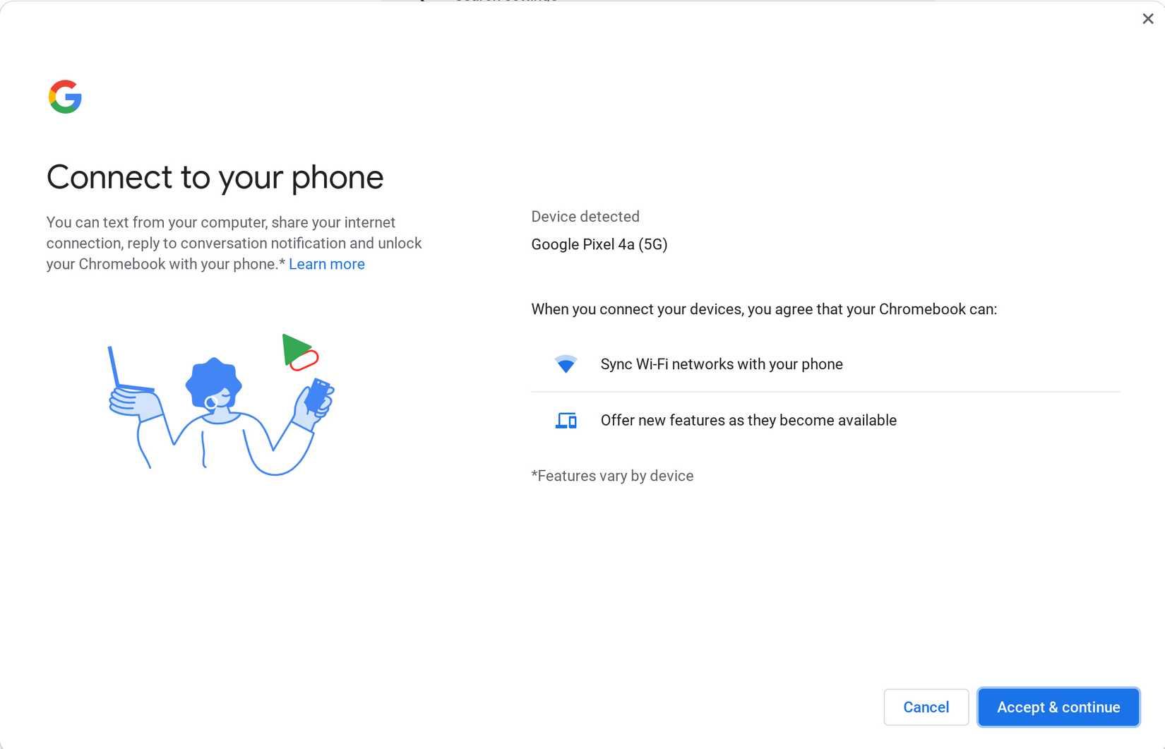 Conecte o telefone ao Chrome OS