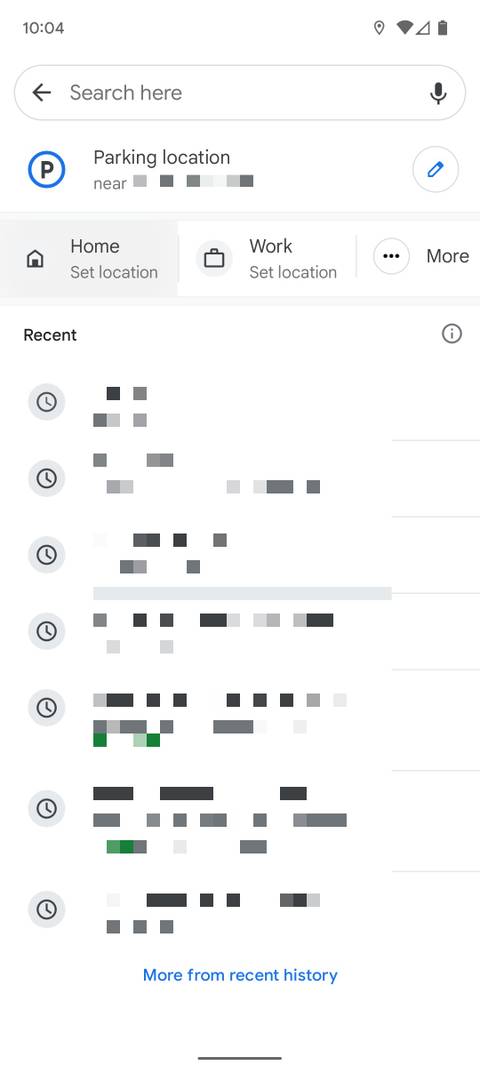 The Google Maps menu on mobile.