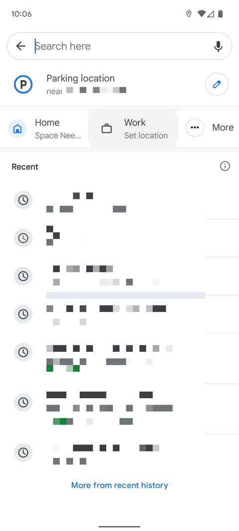 Google Maps mobile app menu to set work address.