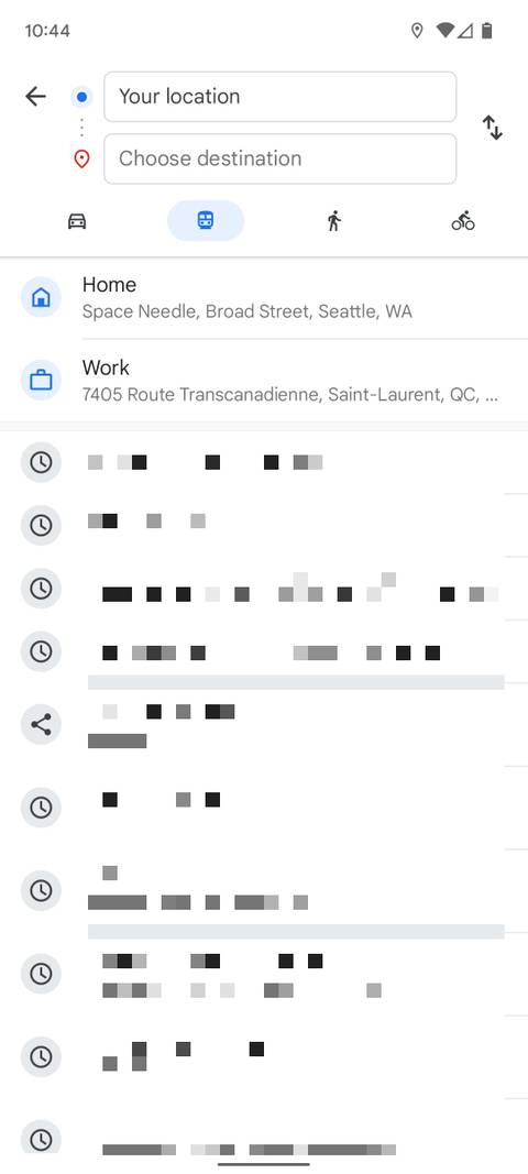 Google Maps mobile app open on the set destination screen.