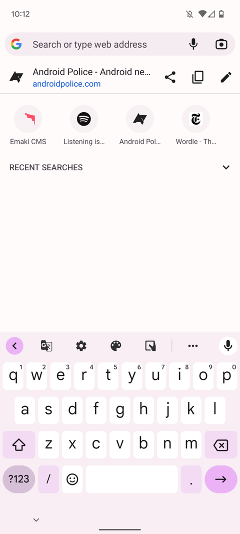 chrome browser app screenshot showing new tab page