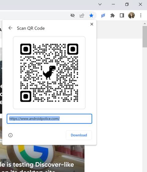 chrome browser screenshot showing scannable qr code