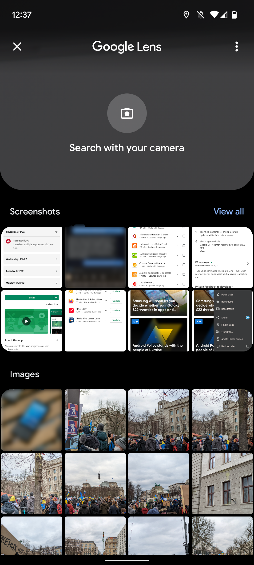 Google Lens update further emphasizes saved images over camera view