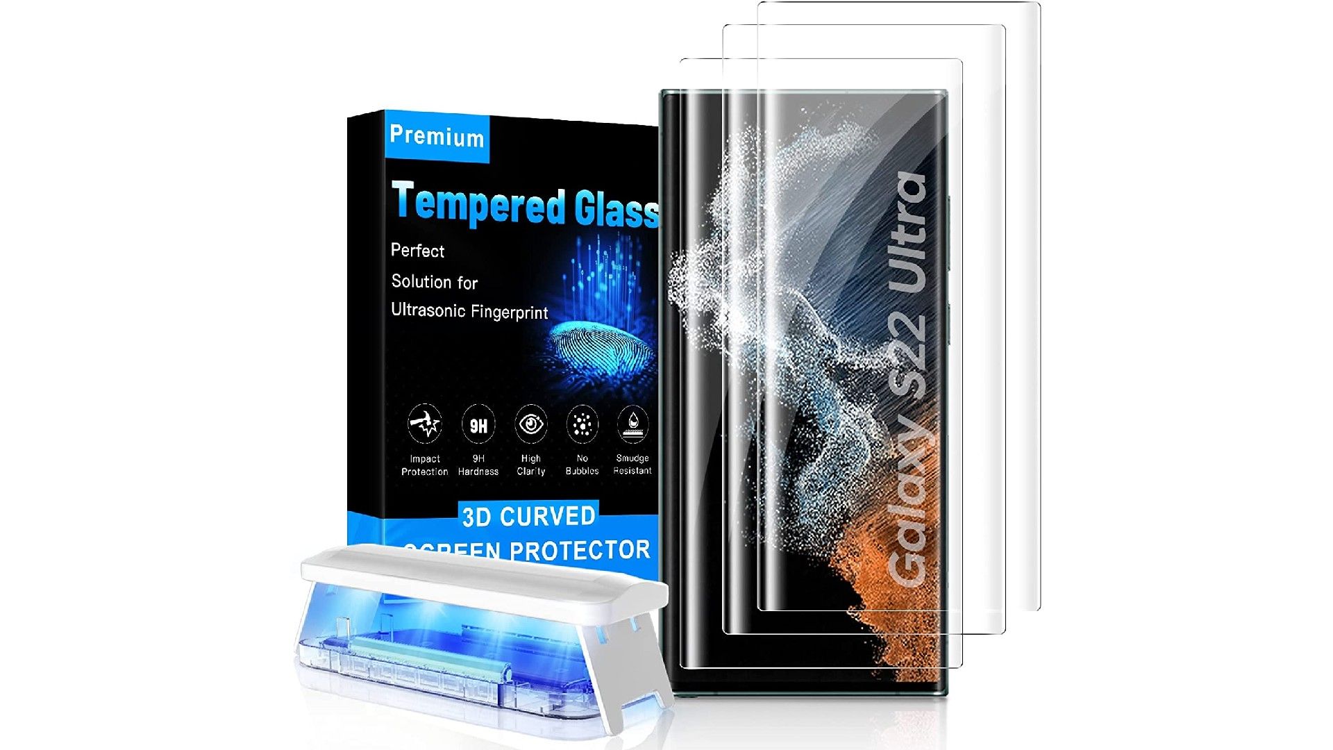 MOWEI 3D Curved Tempered Glass for Samsung S22 Ultra