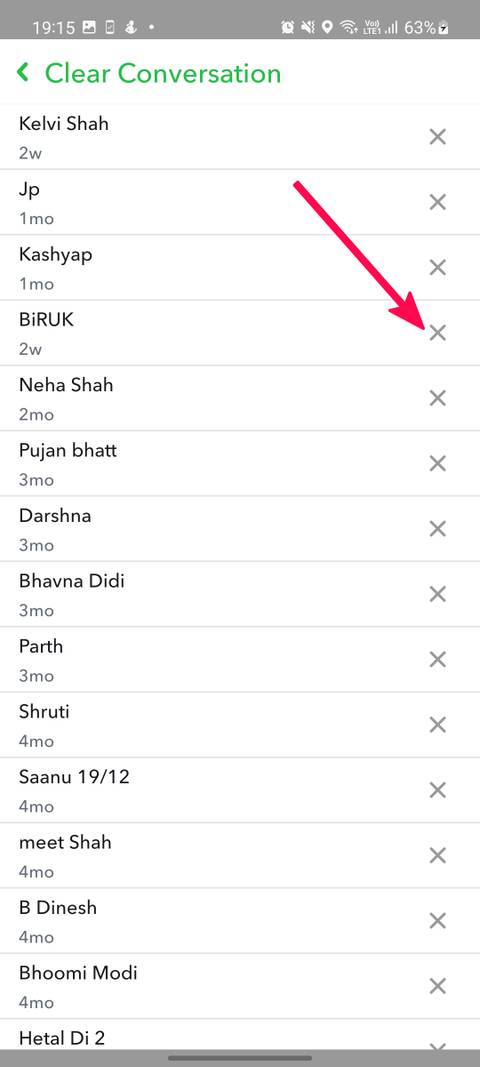 Screenshot highlighting clear conversation