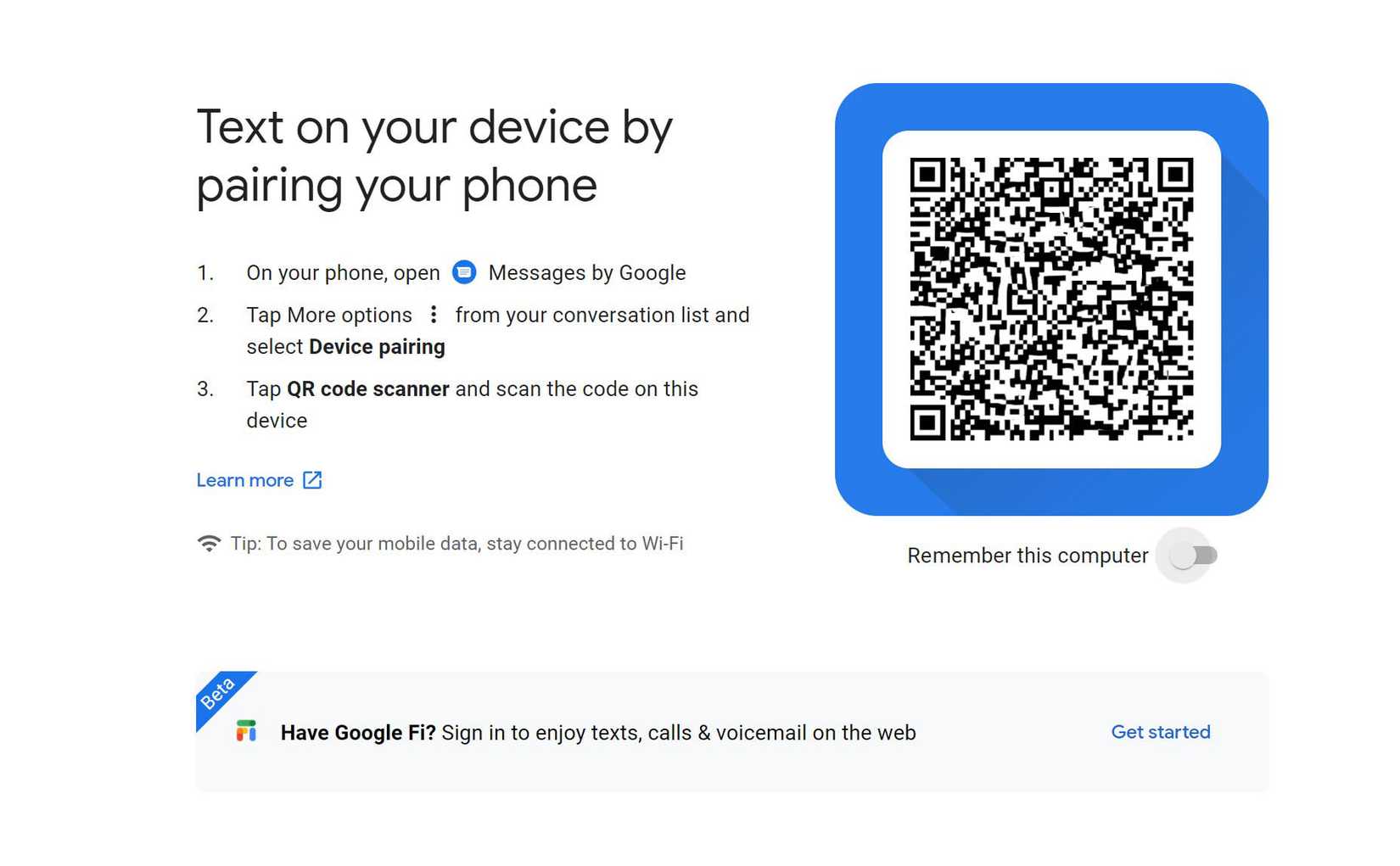 Google Message Qr Code Icon How to use Google Messages on your computer