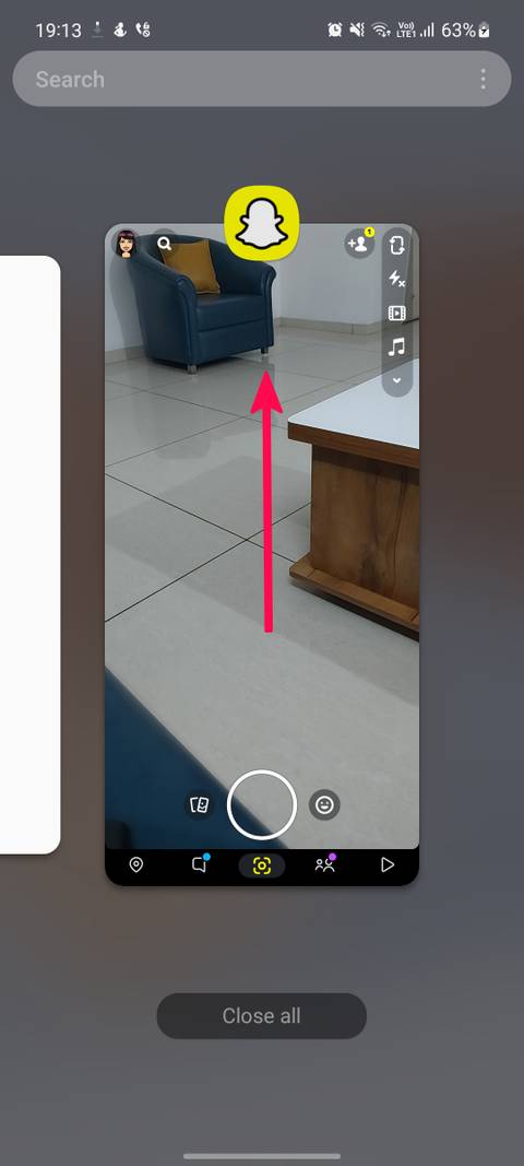Screenshot of Snapchat app