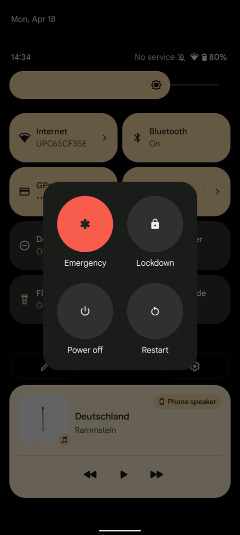 Quick Setting power menu gesture 2