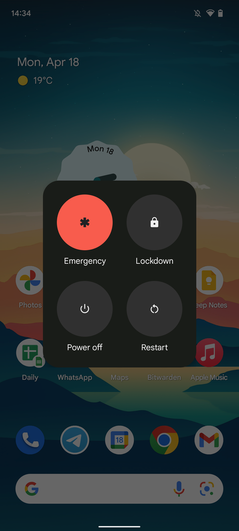 Volume and lock button power menu gesture 2