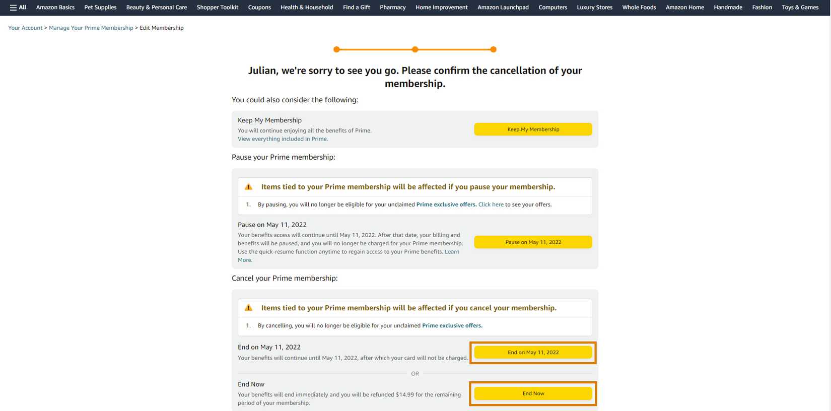How to cancel your Amazon Prime subscription