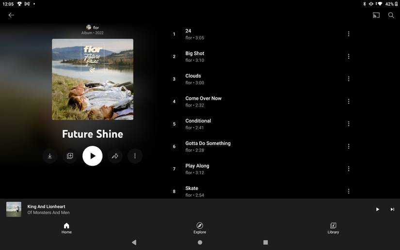 YouTube Music's new playlist UI hops over to albums on tablets