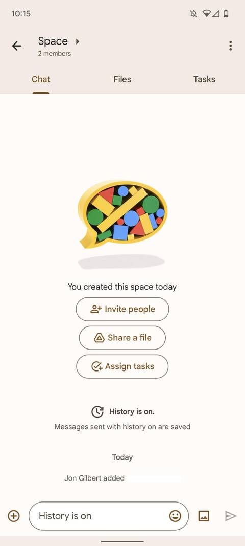 google chat app showing empty space feature
