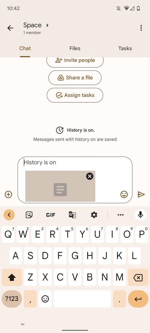 google chat app showing a file being sent