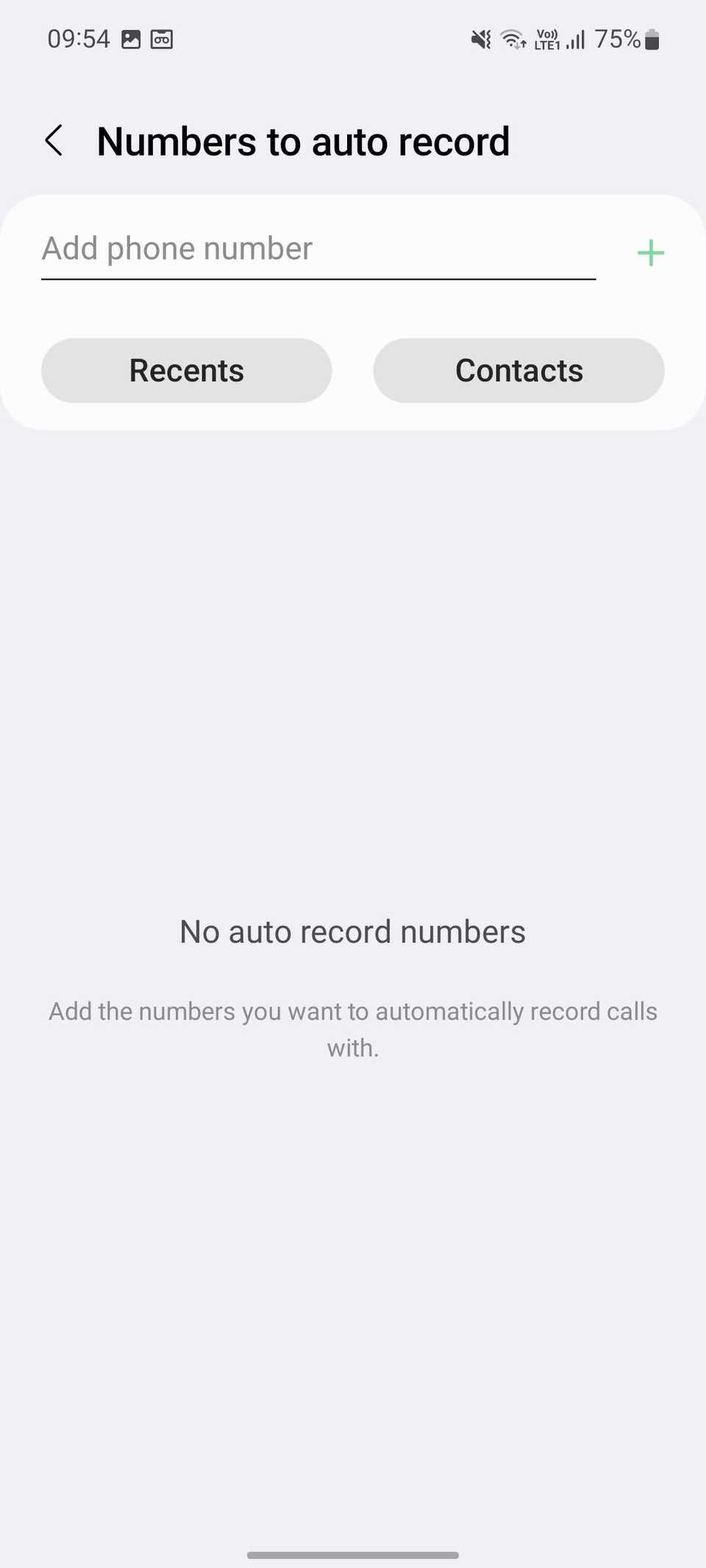 Numeri nella pagina di registrazione automatica per aggiungere numeri di telefono all'elenco dei contatti sui telefoni Samsung