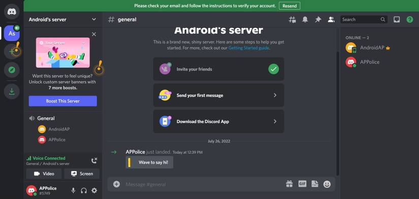 Screenshot of displaying users in a voice channel on desktop