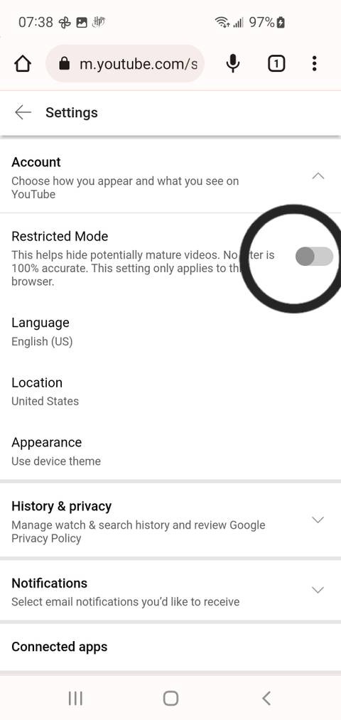 How to turn off restricted mode on YouTube
