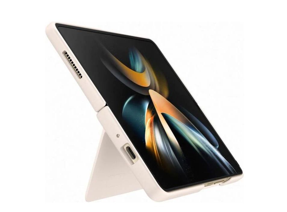 A Samsung Galaxy Z Fold4 with the screen unfolded