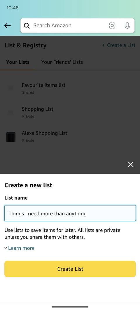 How to create an Amazon wish list