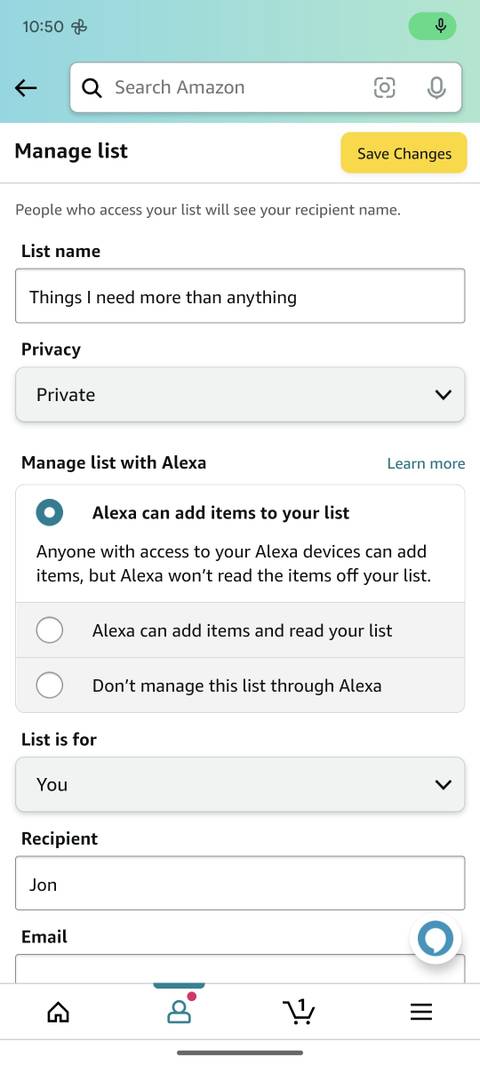 How to create an Amazon wish list