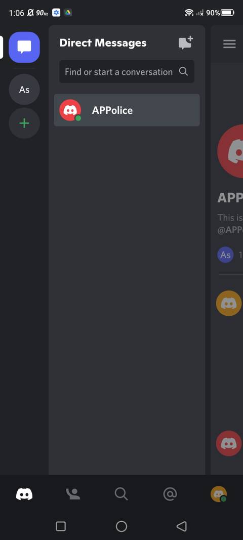 Screenshot of the direction messages list
