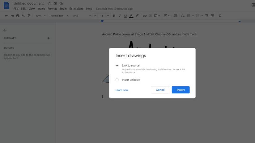 How to create an illustration in Google Docs