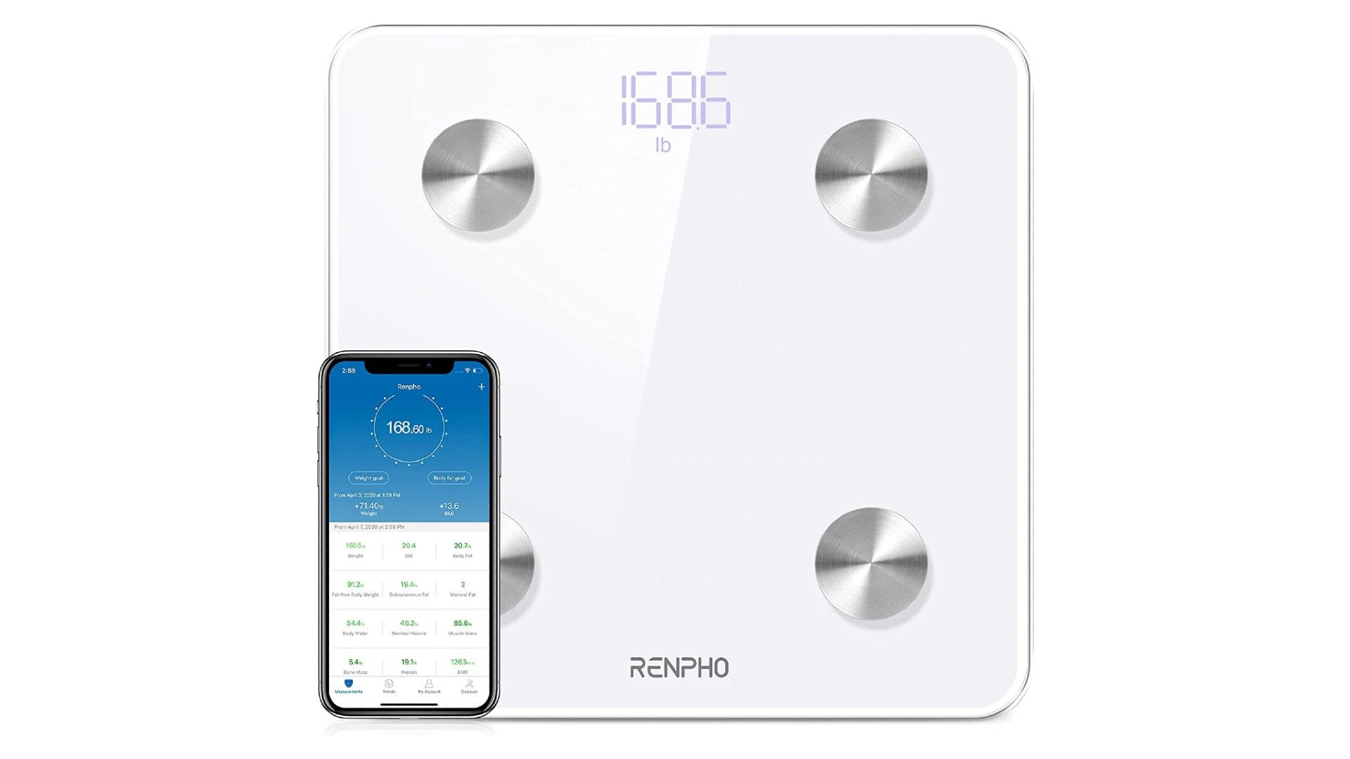 FITINDEX Advanced Smart Body Weight Scale with App, Large Display