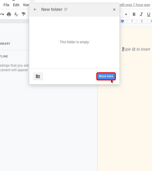 Google Docs: How to create a folder