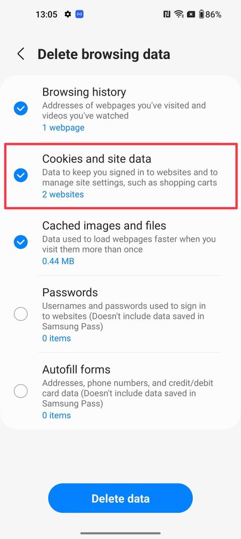 How to delete cookies on Android