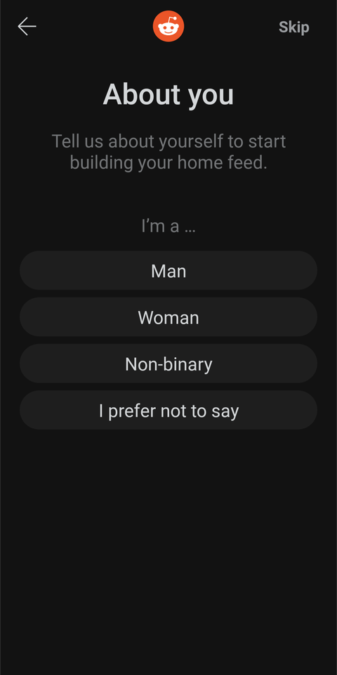 The Reddit About you screen