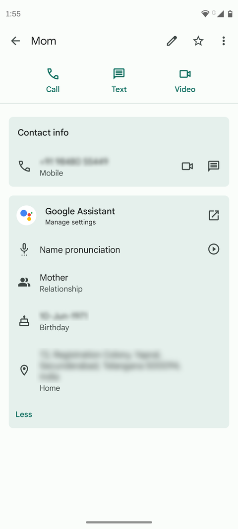 Google Contacts now shows you contact data saved to Assistant