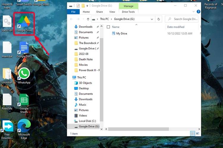 Google Drive desktop app on Windows 10 PC
