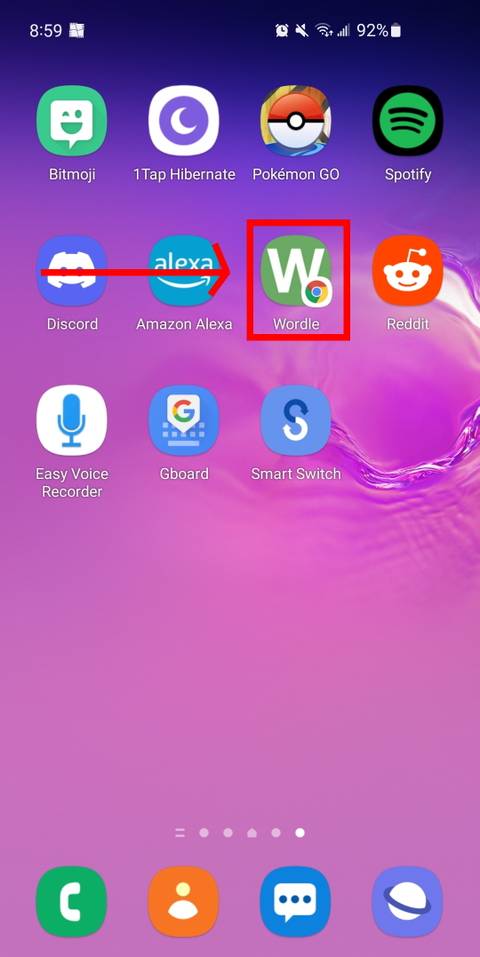 Screenshot of the pinned Wordle progressive app icon