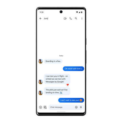 Messaging in-flight on United Airlines wifi