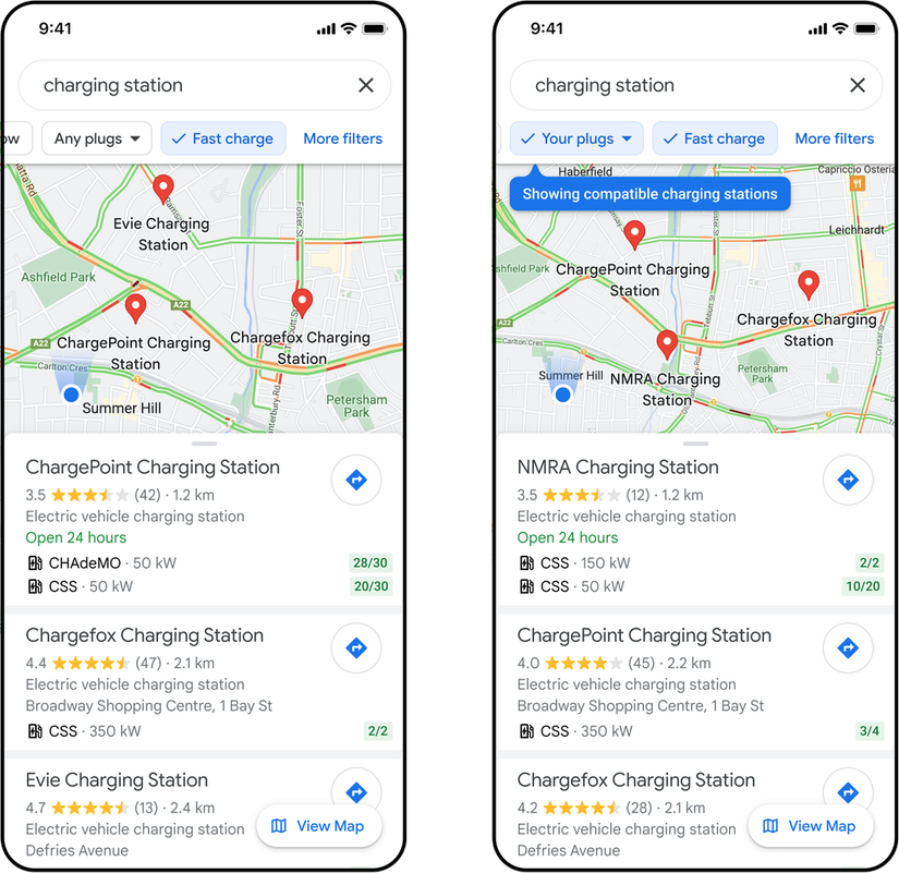 Google Maps now shows you the fastest chargers for your EV