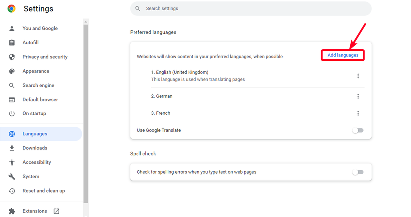 How to change the language in the Google Chrome browser