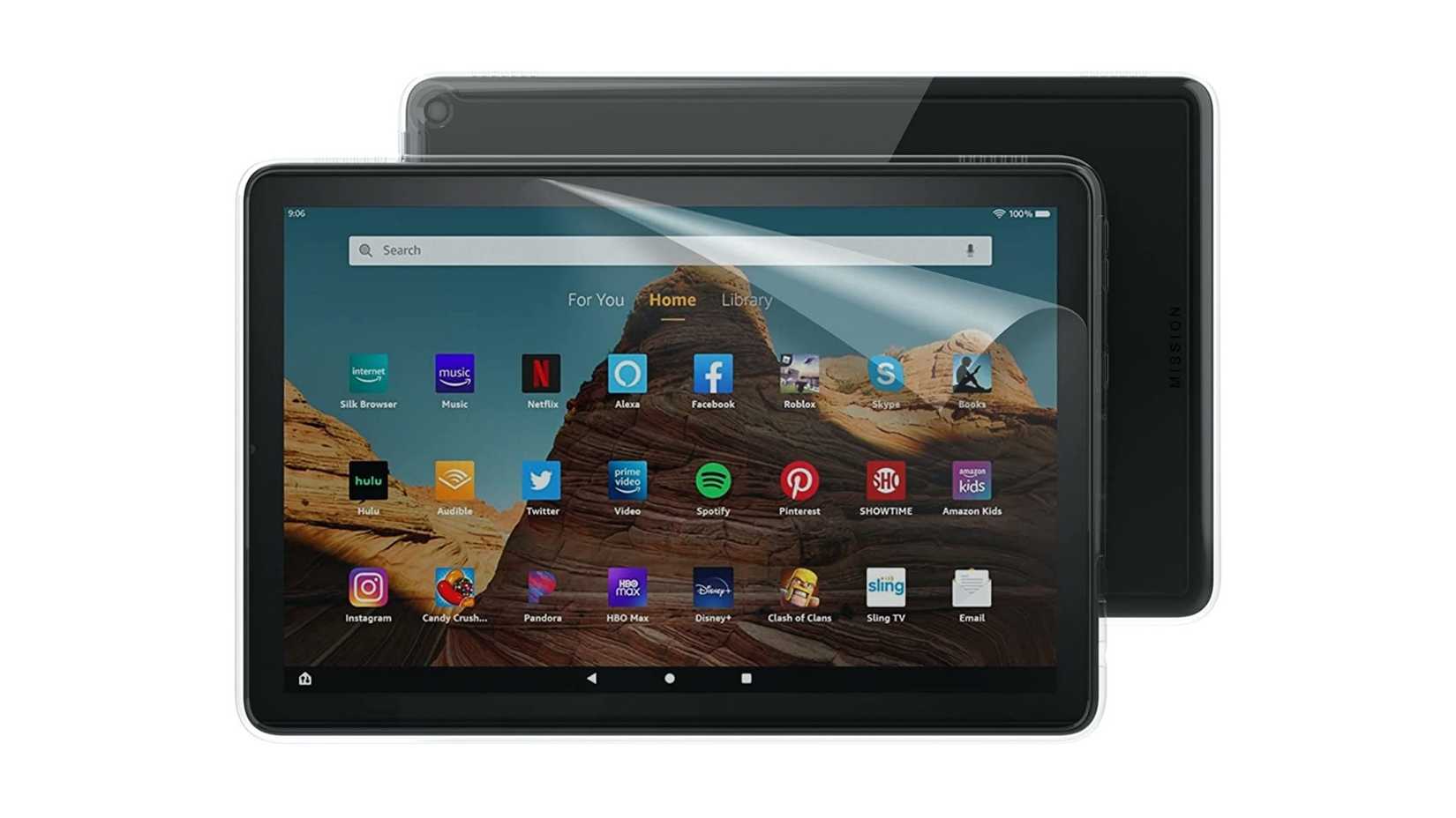 cabos de missão case transparente para fire hd 10