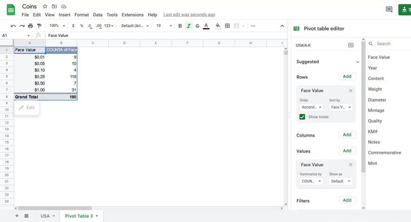 How to create a pivot table in Google Sheets