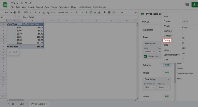How to create a pivot table in Google Sheets