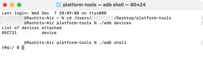 Running adb shell command on desktop